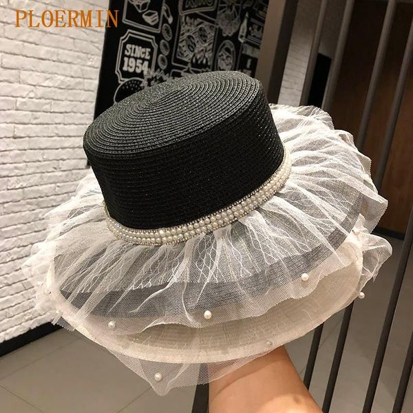 women lace sun hats for wide brim straw beach side cap flat female hat solid fringe summer chapeu, Blue;gray
women lace sun hats for wide brim straw beach side cap flat female hat solid fringe summer chapeu, Blue;gray