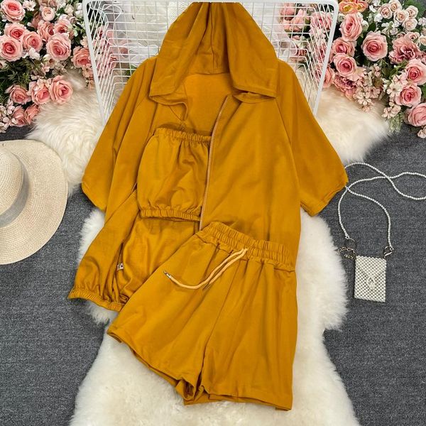 women's tracksuits 2021 summer short strapless + hooded thin half-sleeve coat wide leg pants three piece set, Gray
women's tracksuits 2021 summer short strapless + hooded thin half-sleeve coat wide leg pants three piece set, Gray
