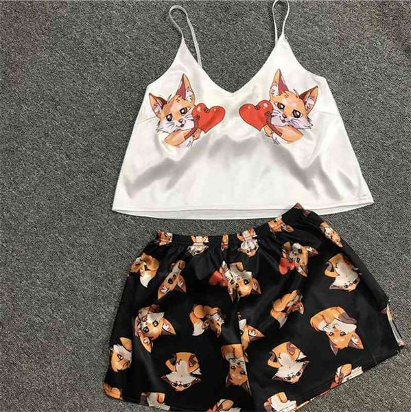 animal cartoon print cute pajamas womens sleepwears home set summer v neck suspender ladies ice silk vest shorts, Black;red
animal cartoon print cute pajamas womens sleepwears home set summer v neck suspender ladies ice silk vest shorts, Black;red