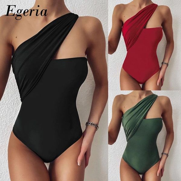 women's swimwear 2021 halter one shoulder classic piece swimsuit solid women beach wear summer bathing suit, White;black
women's swimwear 2021 halter one shoulder classic piece swimsuit solid women beach wear summer bathing suit, White;black