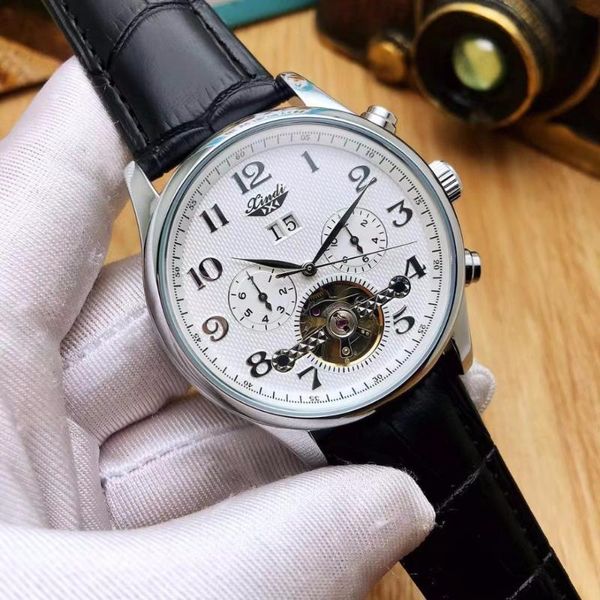 retro watch classic men leather bracelet watches skeleton tourbillon automatic mechanical male clock casual fashion wristwatches, Slivery;brown
retro watch classic men leather bracelet watches skeleton tourbillon automatic mechanical male clock casual fashion wristwatches, Slivery;brown