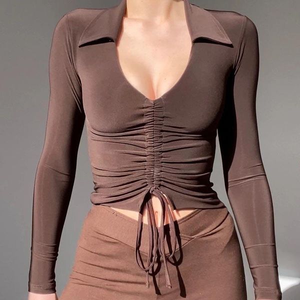 women's t-shirt women winter 2021 bodycon drawstring party v-neck long sleeve slim clubwear crop skinny elegant female, White
women's t-shirt women winter 2021 bodycon drawstring party v-neck long sleeve slim clubwear crop skinny elegant female, White