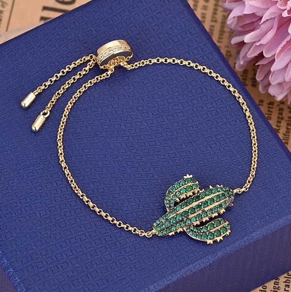 link, chain fashion summer bracelet gold color crystal green cactus creative design adjust pulsera mujer zk30, Black
link, chain fashion summer bracelet gold color crystal green cactus creative design adjust pulsera mujer zk30, Black