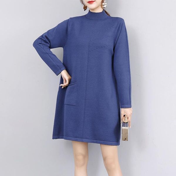 women's plus size knitted dress 2021 autumn winter elegant fashion turtleneck long sleeve casual loose solid ladies mini dresses, Black;gray
women's plus size knitted dress 2021 autumn winter elegant fashion turtleneck long sleeve casual loose solid ladies mini dresses, Black;gray