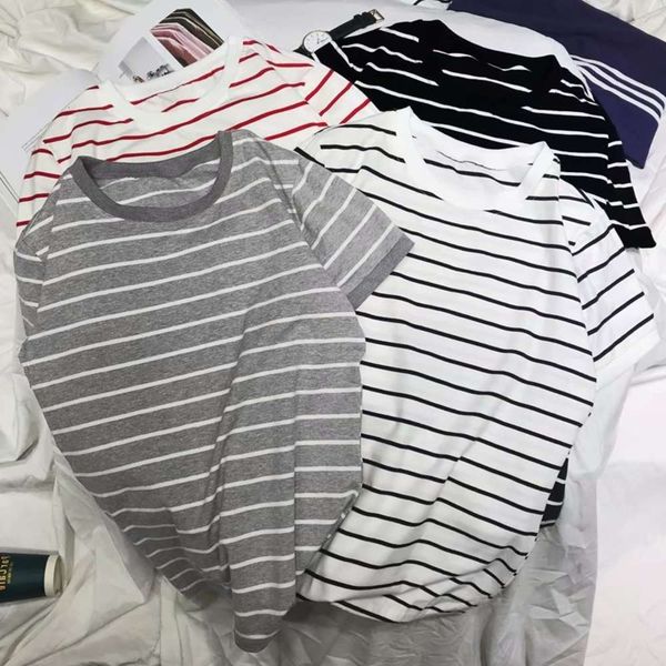 men's shirt spring and summer korean short sleeve round neck slim t-shirt striped clothes men's bottom coat, White;black
men's shirt spring and summer korean short sleeve round neck slim t-shirt striped clothes men's bottom coat, White;black