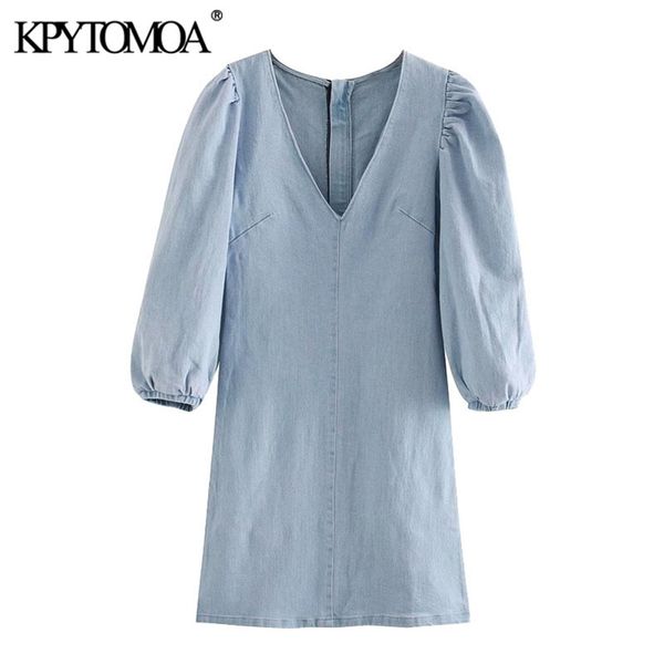 women chic fashion with puff sleeve denim mini dress vintage back zipper elastic cuffs female dresses vestidos 210420, Black;gray
women chic fashion with puff sleeve denim mini dress vintage back zipper elastic cuffs female dresses vestidos 210420, Black;gray