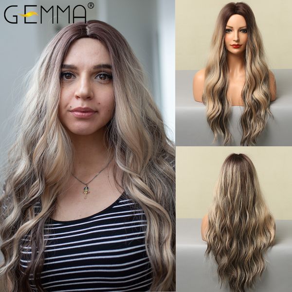 long body wave ombre black brown golden highlight wig for black women afro natural middle part cosplay synthetic hair wigs
long body wave ombre black brown golden highlight wig for black women afro natural middle part cosplay synthetic hair wigs