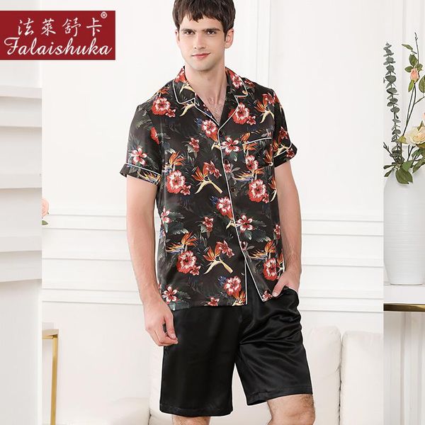 men's sleepwear falaishuka 19 momme 100% silk short pajamas sets men mulberry sleeve summer male elegant pyjamas t9043, Black;brown
men's sleepwear falaishuka 19 momme 100% silk short pajamas sets men mulberry sleeve summer male elegant pyjamas t9043, Black;brown