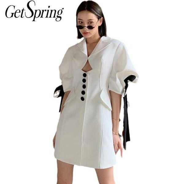 getspring women dress temperament white blazer es notched short sleeve bow bandage summer loose casual mini es 210601, Black;gray
getspring women dress temperament white blazer es notched short sleeve bow bandage summer loose casual mini es 210601, Black;gray