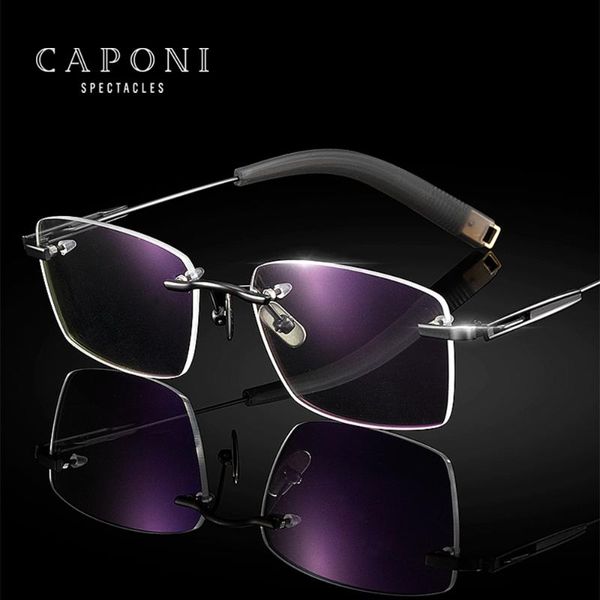 fashion sunglasses frames caponi rimless glasses pure titanium optical men frame support prescription original brand design male eyeglasses, Black
fashion sunglasses frames caponi rimless glasses pure titanium optical men frame support prescription original brand design male eyeglasses, Black