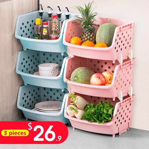 storage baskets kitchen rack floor multi-layer basket household vegetable seasoning gap stack
