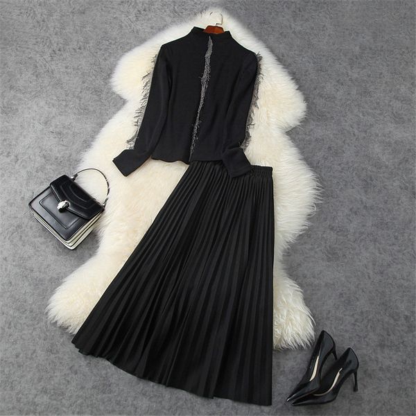 autumn fashion female runway designers pullover sweater and second piece suit skirt define clothing, Black
autumn fashion female runway designers pullover sweater and second piece suit skirt define clothing, Black