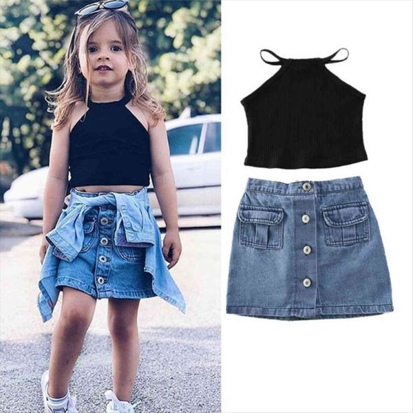 fashion 1 6y toddler kids outfits baby clothes set black vest tank amp denim mini skirts girl 2pcs outfit, White
fashion 1 6y toddler kids outfits baby clothes set black vest tank amp denim mini skirts girl 2pcs outfit, White