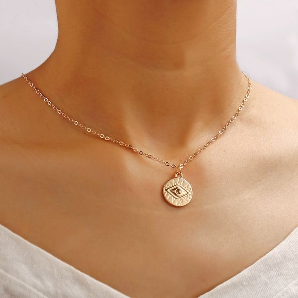 eye pendant necklace creative simple clavicle chain gold single sweater chain, Silver
eye pendant necklace creative simple clavicle chain gold single sweater chain, Silver