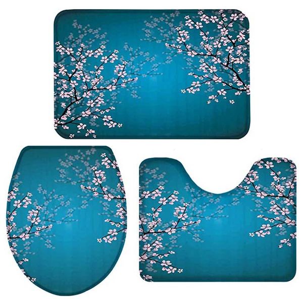 carpets 3 piece bath rugs sets, elegant cherry blossoms non slip bathroom carpet blue water absorbent u-shaped toilet mat, lid co
carpets 3 piece bath rugs sets, elegant cherry blossoms non slip bathroom carpet blue water absorbent u-shaped toilet mat, lid co