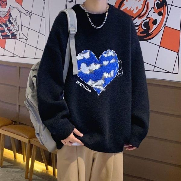 men's sweaters hybskr harajuku heart embroidery mens oversized sweater autumn fashion brand streetwear male knitwear casual couple clot, White;black
men's sweaters hybskr harajuku heart embroidery mens oversized sweater autumn fashion brand streetwear male knitwear casual couple clot, White;black