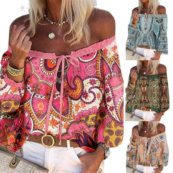 women's blouses & shirts retro print front lace-up women blouse stylish all match thin off shoulder flare sleeve loose summer shirt str, White
women's blouses & shirts retro print front lace-up women blouse stylish all match thin off shoulder flare sleeve loose summer shirt str, White