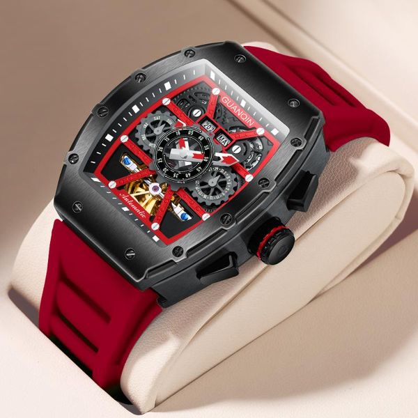 wristwatches guanqin rubber strap waterproof 50 multifunction mens automamatic watches tonneau design steampunk skeleton mechanical watch, Slivery;brown
wristwatches guanqin rubber strap waterproof 50 multifunction mens automamatic watches tonneau design steampunk skeleton mechanical watch, Slivery;brown