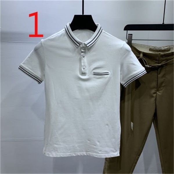 men's contrast color embroidery youth slim short sleeve t-shirt lapel half 210420, White;black
men's contrast color embroidery youth slim short sleeve t-shirt lapel half 210420, White;black