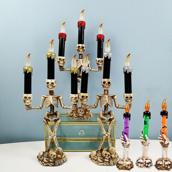 halloween (with battery) skeleton candlestick novelty holiday atmosphere gifts 
halloween (with battery) skeleton candlestick novelty holiday atmosphere gifts