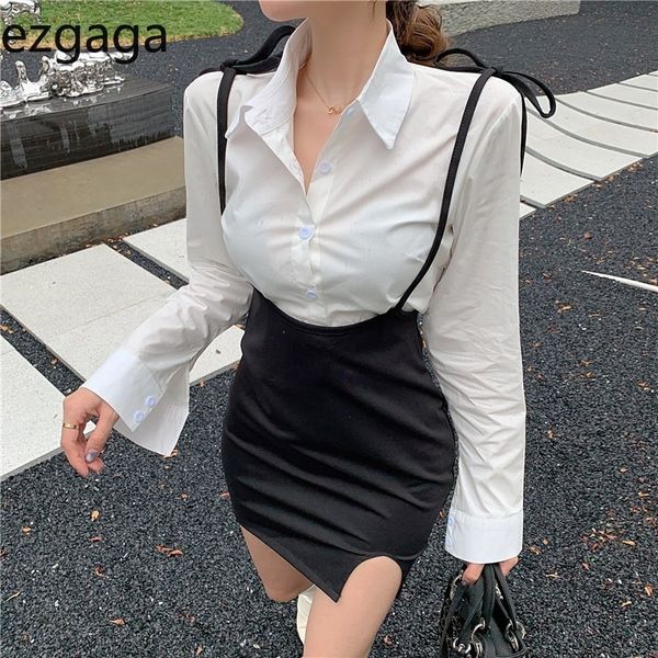 ezgaga two piece set women backless bandage shirts blouse solid split spaghetti strap dress bodycon clubwear ladies fashion 210430, White
ezgaga two piece set women backless bandage shirts blouse solid split spaghetti strap dress bodycon clubwear ladies fashion 210430, White
