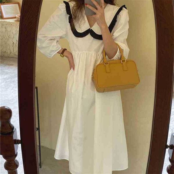 vintage loose turn down collar office lady streetwear casual high waist retro summer sweet long dresses vestidos 210525, White
vintage loose turn down collar office lady streetwear casual high waist retro summer sweet long dresses vestidos 210525, White