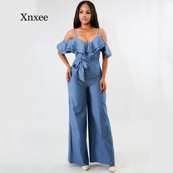 women's jumpsuits & rompers summer autumn blue jumpsuit long pants women ruffles elegent belt low cut wide legged leg beach africa styl, Black;white
women's jumpsuits & rompers summer autumn blue jumpsuit long pants women ruffles elegent belt low cut wide legged leg beach africa styl, Black;white