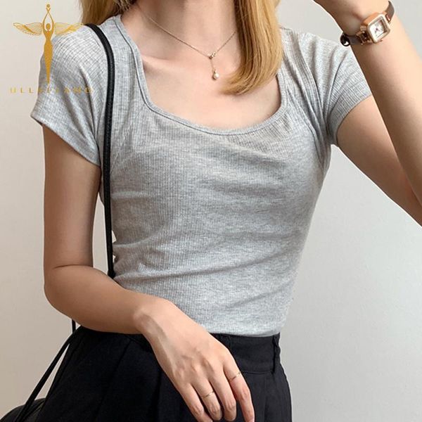 square neck short sleeve cotton women's t-shirt soft comfortable casual skinny knit tee shirt gray basic female t, White
square neck short sleeve cotton women's t-shirt soft comfortable casual skinny knit tee shirt gray basic female t, White