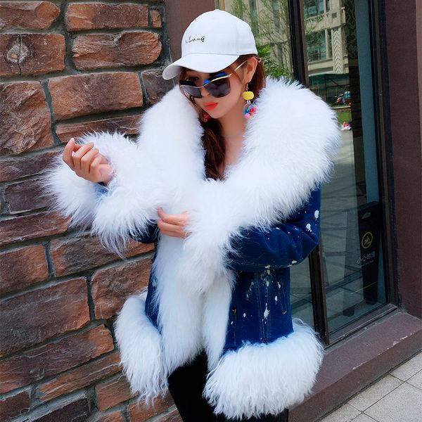 2020 winter coat denim jacket new winter lamb fur collar coat short short denim fur coat female plus velvet thick liner jacket, Black
2020 winter coat denim jacket new winter lamb fur collar coat short short denim fur coat female plus velvet thick liner jacket, Black