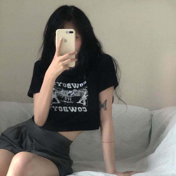 ins retro american short high waist sleeve t-shirt female korean style loose clothes students women's, White
ins retro american short high waist sleeve t-shirt female korean style loose clothes students women's, White