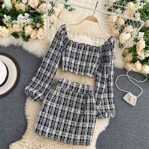 ladies autumn and winter retro tweed square neck long sleeve short shirt + high waist skirts women two piece sets n782 210527, White
ladies autumn and winter retro tweed square neck long sleeve short shirt + high waist skirts women two piece sets n782 210527, White