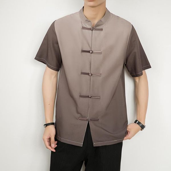 men's casual shirts summer short sleev vintage stand collar mens camisa spring fashion kimono loose clothing, White;black
men's casual shirts summer short sleev vintage stand collar mens camisa spring fashion kimono loose clothing, White;black