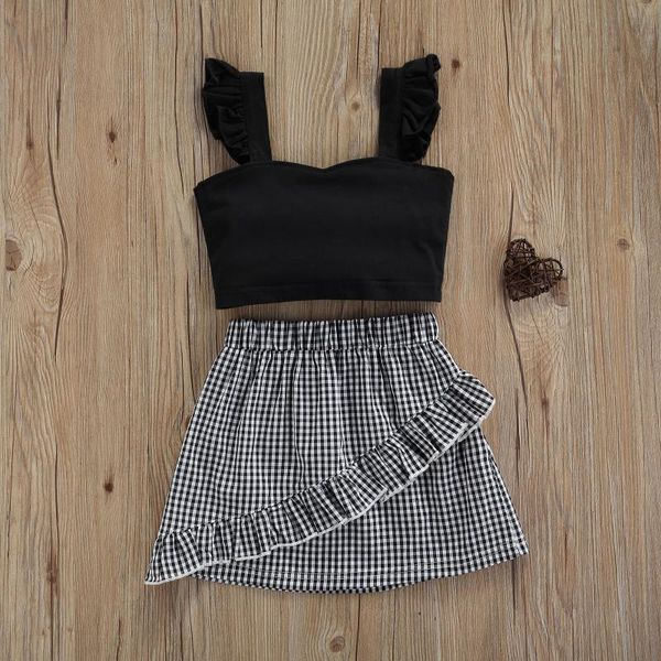 clothing sets 2pcs kids summer outfit solid color sleeveless bow-knot crop + plaid elastic waist frilly skirt for girls 3-8 years, White
clothing sets 2pcs kids summer outfit solid color sleeveless bow-knot crop + plaid elastic waist frilly skirt for girls 3-8 years, White