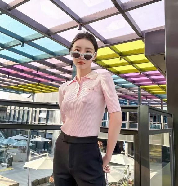 2021 womens polo spring summer new brand fashion t shirts lapel slim knit short sleeves pocket letters classic embroidery pink sweet girl he, White
2021 womens polo spring summer new brand fashion t shirts lapel slim knit short sleeves pocket letters classic embroidery pink sweet girl he, White