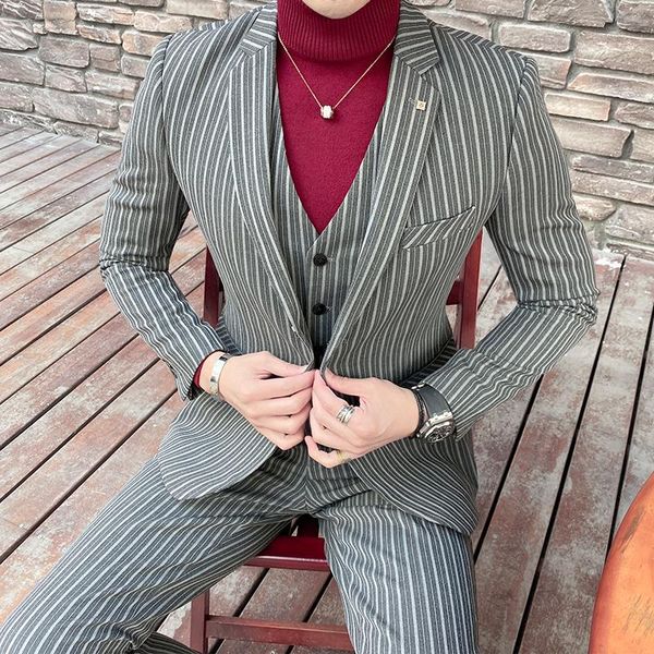 men's suits & blazers gzdeerax stripe men suit (blazer+vest+pants) 3 piece luxury single breasted mens wedding groom slim with pants, White;black
men's suits & blazers gzdeerax stripe men suit (blazer+vest+pants) 3 piece luxury single breasted mens wedding groom slim with pants, White;black