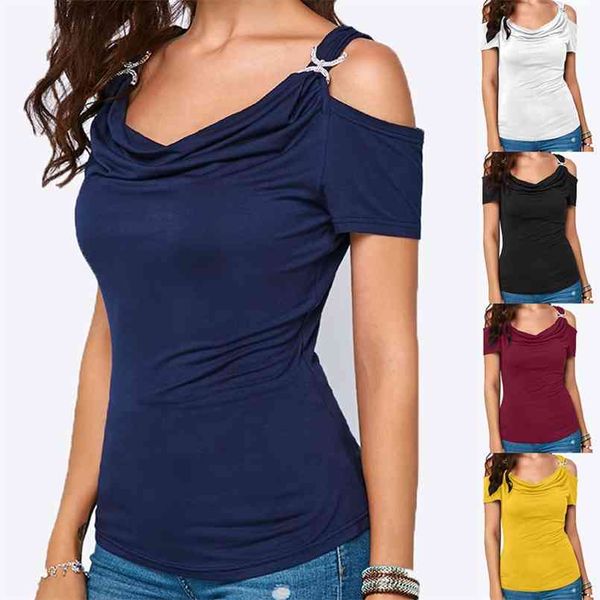 off-shoulder women's casual fashion shirt female summer draped collar ladies solid short-sleeved woman t-shirts 210708, White
off-shoulder women's casual fashion shirt female summer draped collar ladies solid short-sleeved woman t-shirts 210708, White