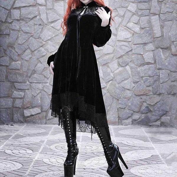 casual dresses women gothic dress black chic lace long sleeve hollow out vintage elegant bandage punk evening party femme robe#g3, Black;gray
casual dresses women gothic dress black chic lace long sleeve hollow out vintage elegant bandage punk evening party femme robe#g3, Black;gray
