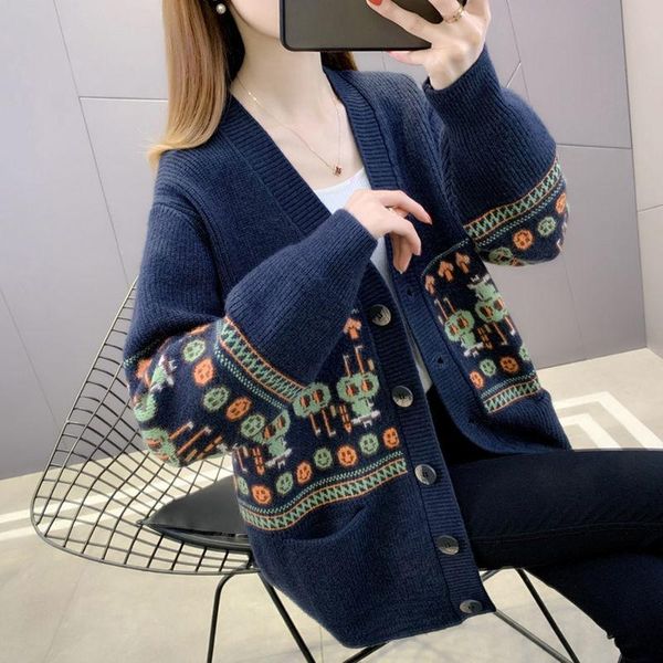 women's knits & tees long-sleeved v-neck jacquard knit cardigan women 2021 ladies fashion casual all-match korean loose-fitting sweater, White
women's knits & tees long-sleeved v-neck jacquard knit cardigan women 2021 ladies fashion casual all-match korean loose-fitting sweater, White