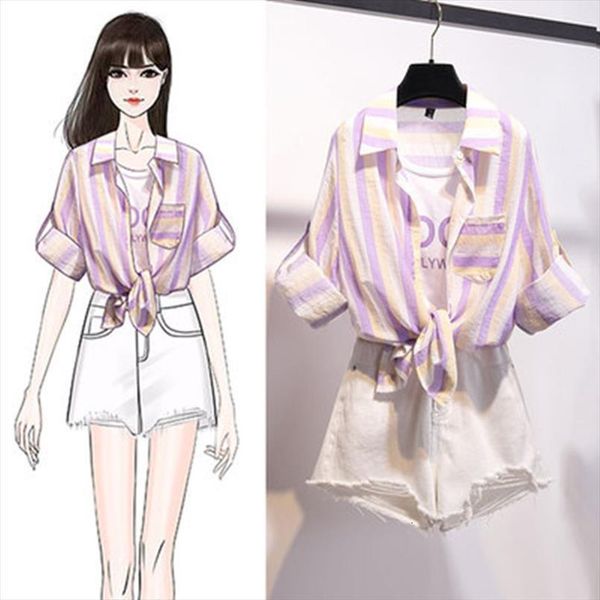 korea school hole denim jeans womens tracksuits shorts striped blouse patchwork loose casual shirts two piece suit female clothing sets, Gray
korea school hole denim jeans womens tracksuits shorts striped blouse patchwork loose casual shirts two piece suit female clothing sets, Gray