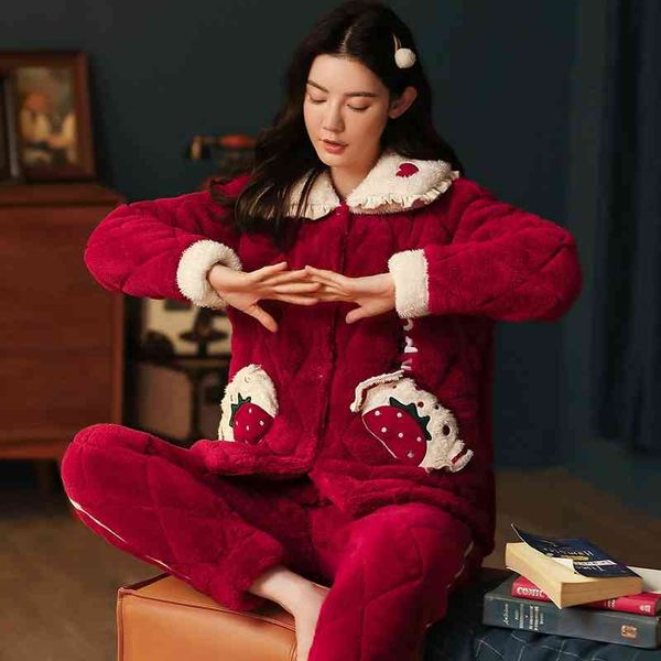 pajamas women's autumn and winter plush thickened three-layer cotton jacket warm sweet plush coral home suit, White;black
pajamas women's autumn and winter plush thickened three-layer cotton jacket warm sweet plush coral home suit, White;black