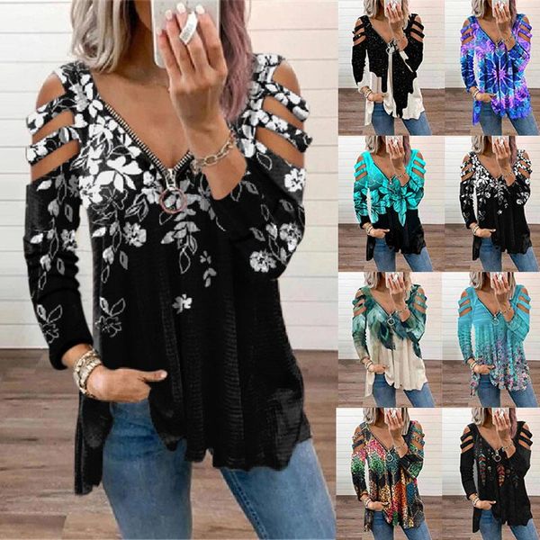 women's t-shirt v neck zipper plus size long sleeve women autumn casual print hollow out t shirt 2021 fashion loose off shoulder sh, White
women's t-shirt v neck zipper plus size long sleeve women autumn casual print hollow out t shirt 2021 fashion loose off shoulder sh, White