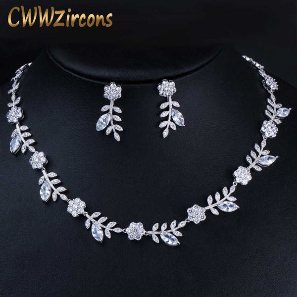 cwwzircons leaf shape elegant cubic zirconia bridal wedding round choker necklace costume jewelry sets for women t317 h1022, Silver
cwwzircons leaf shape elegant cubic zirconia bridal wedding round choker necklace costume jewelry sets for women t317 h1022, Silver