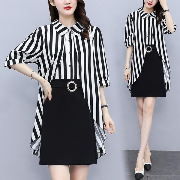 casual dresses ladies office striped splicing fake two piece mini dress women turndown collar plus size high waist slim shirt for, Black;gray
casual dresses ladies office striped splicing fake two piece mini dress women turndown collar plus size high waist slim shirt for, Black;gray