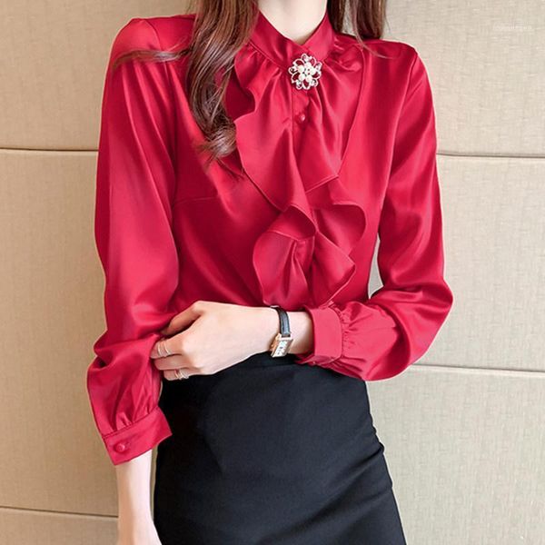 women's blouses & shirts korean silk women woman satin ruffles blouse ladies shirt beading plus size white for women1
women's blouses & shirts korean silk women woman satin ruffles blouse ladies shirt beading plus size white for women1