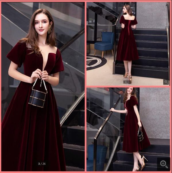 2021 latest style burgundy velvet short prom dress knee length with sleeve a line simple corset party gowns petite girl's informal eleg, Black
2021 latest style burgundy velvet short prom dress knee length with sleeve a line simple corset party gowns petite girl's informal eleg, Black