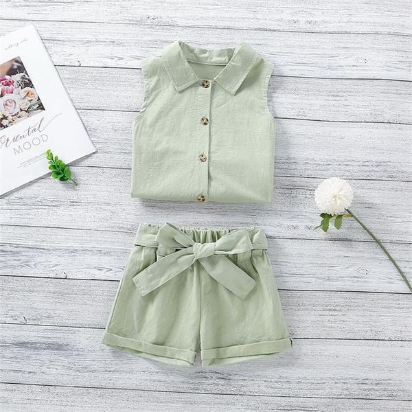 clothing sets summer kids girl 2-pcs solid color sleeveless shirts + shorts with sashes casual style toddler girls outfits e75 2td5, White
clothing sets summer kids girl 2-pcs solid color sleeveless shirts + shorts with sashes casual style toddler girls outfits e75 2td5, White