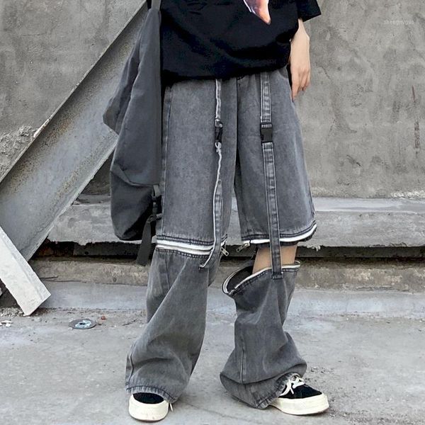 women's jeans cargo women pants zipper detachable loose wide leg trousers high street harajuku korean streetwear female bottoms clothes, Blue
women's jeans cargo women pants zipper detachable loose wide leg trousers high street harajuku korean streetwear female bottoms clothes, Blue