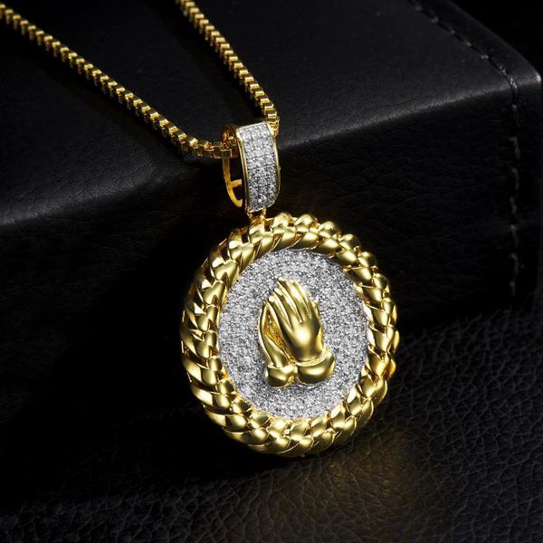 pendant necklaces iced out praying hands pendants hip hop for women men round minlaid zircon jewelry gift, Silver
pendant necklaces iced out praying hands pendants hip hop for women men round minlaid zircon jewelry gift, Silver