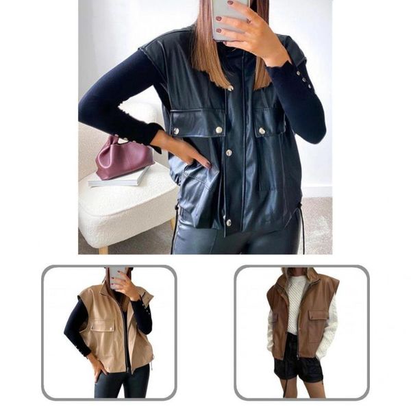 women's vests casual practical soft slant zip vest jacket short side drawstring for dialy wear, Black;white
women's vests casual practical soft slant zip vest jacket short side drawstring for dialy wear, Black;white