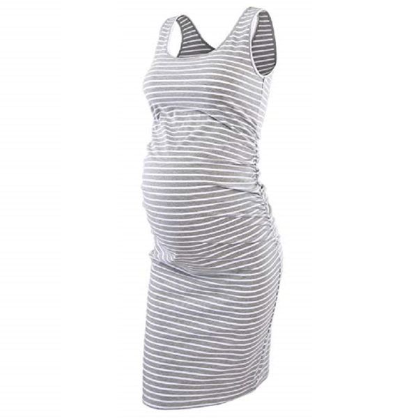 womens maternity dress sleeveless tank dresses side ruching striped pregnancy dress casual knee length bodycon baby shower, White
womens maternity dress sleeveless tank dresses side ruching striped pregnancy dress casual knee length bodycon baby shower, White